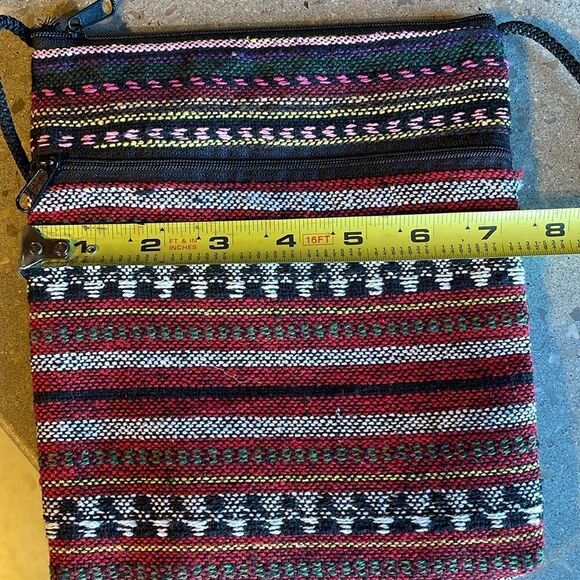 Bohemian Multicolored Striped Knit Lightweight Mini Crossbody Bag - Picture 9 of 12